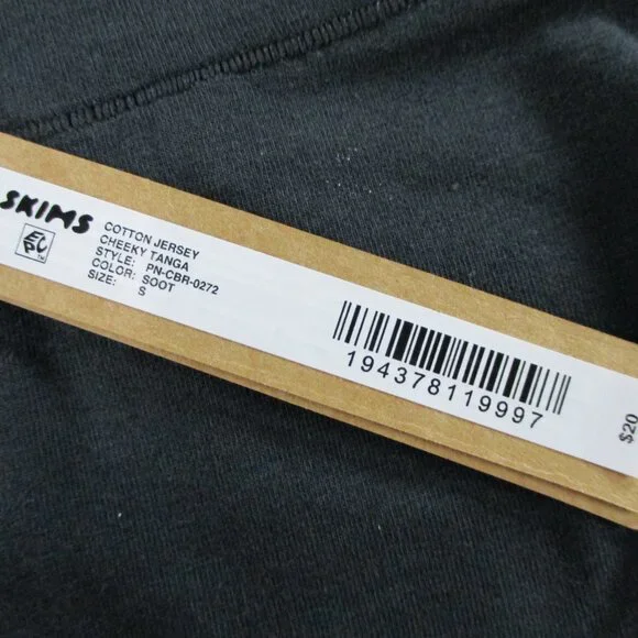 NWT SKIMS Cotton Jersey Cheeky Tanga Underwear Womens Small Soot Black - Picture 5 of 7